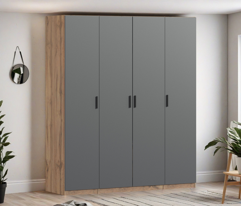 Для одежды, Шкаф четырехдверный Макс 2000 мм, вариант №2 (ЛДСП, корпус дуб вотан)