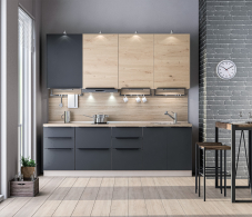 Кухонные гарнитуры, Кухонный гарнитур ЛОФТ Регина Песочный/Диамант серый, Дуб дикий 2,4 м