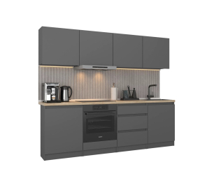 Кухонный гарнитур Леон прямой 240 см, диамант серый