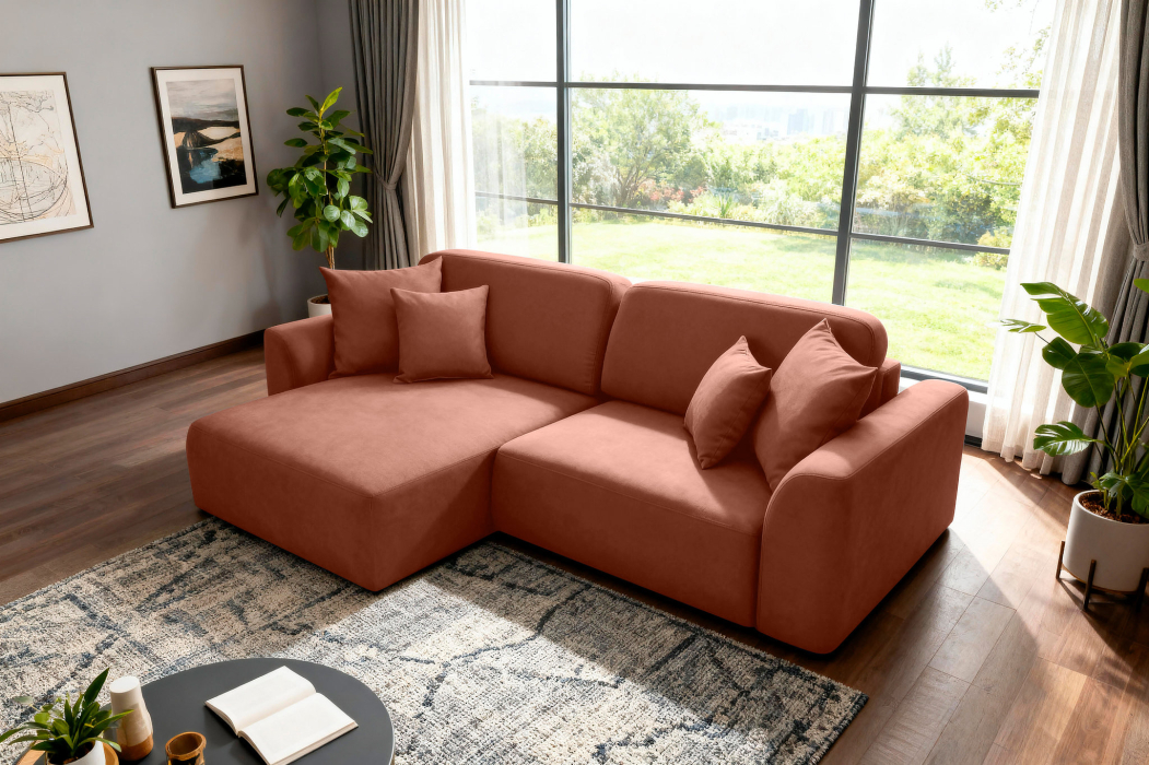 Диваны угловые в гостиную, Диван угловой Спейс, Велюр