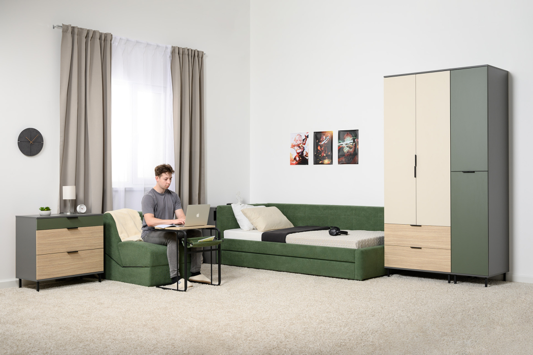 Детские комоды, Комод Марвэл 16.234.03, темно-серый, плэйн, дымчатый зеленый