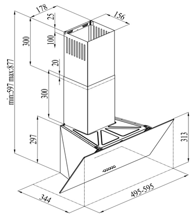 Вытяжки, Кухонная вытяжка Colibri Tech Black 50