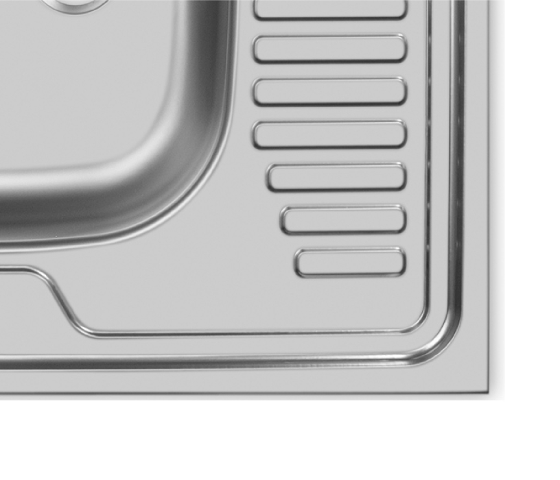 Кухонные мойки, Мойка накладная 60*60 Левая в комплекте с сифоном и крепежом