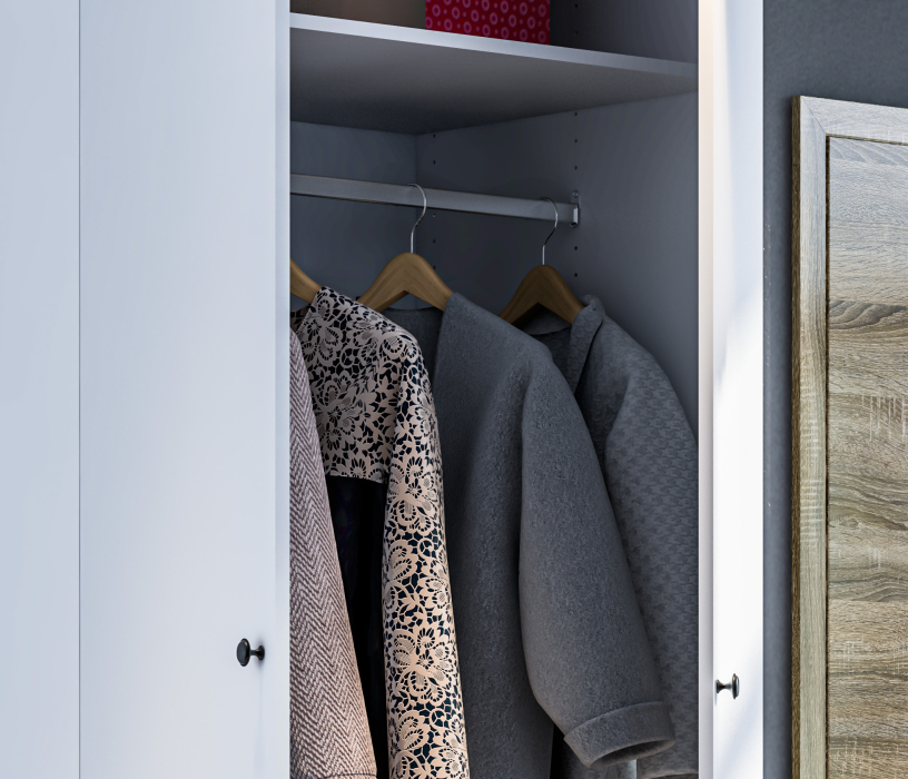 Для одежды, Шкаф 2х дверный МАКС 1 м Белый