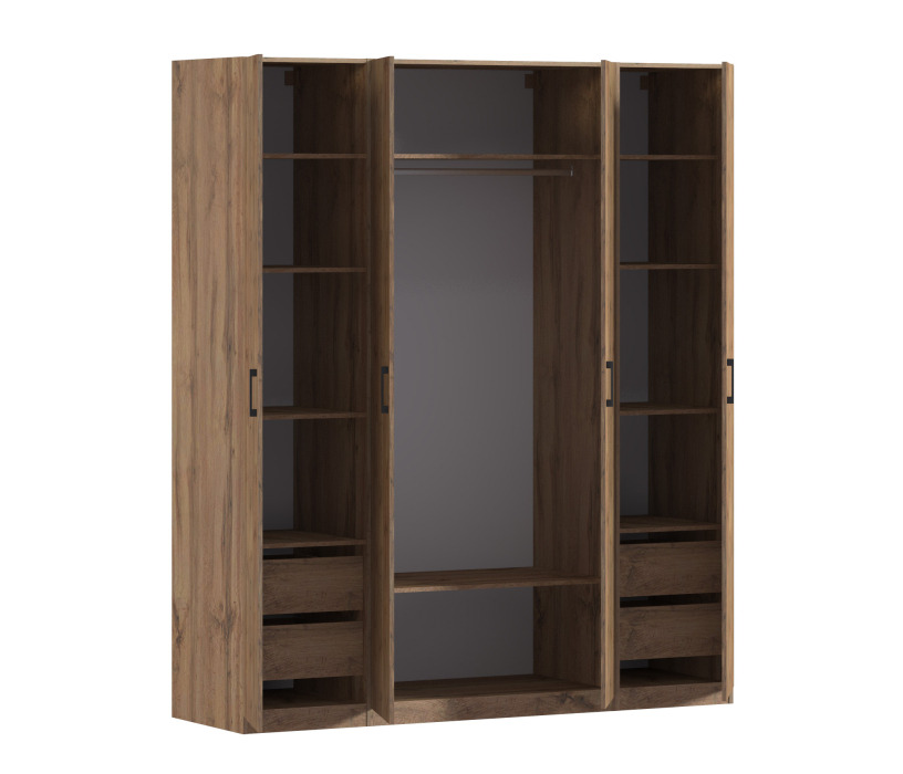 Для одежды, Шкаф четырехдверный Макс 2000 мм, вариант №2 (ЛДСП, корпус дуб вотан)