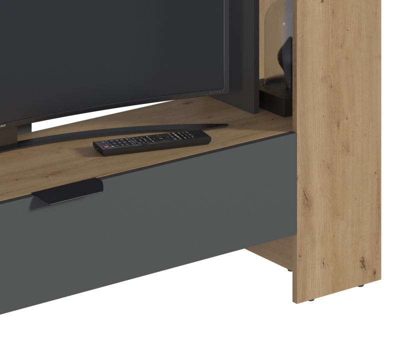 Стенки для гостиной, Стенка Лофт СБ-3411 Дуб дикий,Диамант серый/Диамант серый