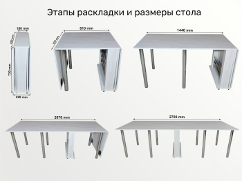 Стол Адмирал, раскладной, 2700х820х730