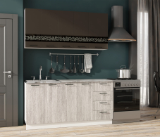 Кухонные гарнитуры, Кухня Милена 1,6 м Смоки софт/Вяз МДФ