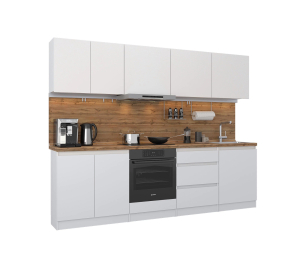 Кухонный гарнитур Леон прямой 260 см, белый