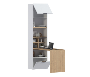 Стеллаж со столом Мальта СБ-3261 Белый,Дуб Гамильтон/МДФ Белый